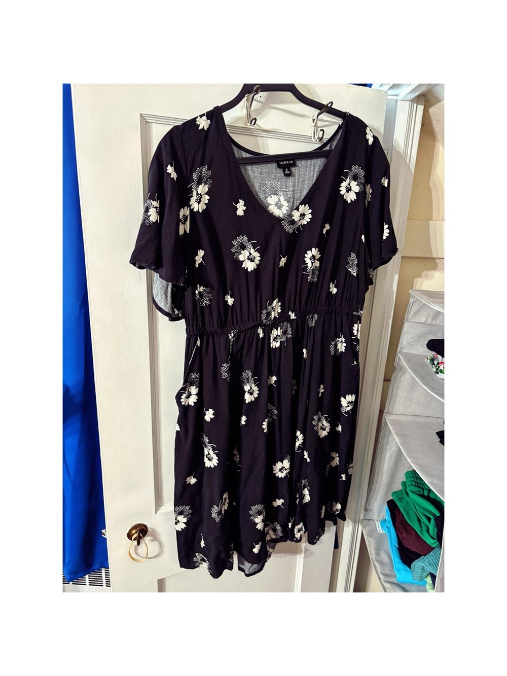 Washed but Never Worn- Torrid V-Neck Elastic Waist Mini Dress- Size 0